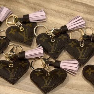 💕 Puff Heart Keychain Upcycled with authentic canvas